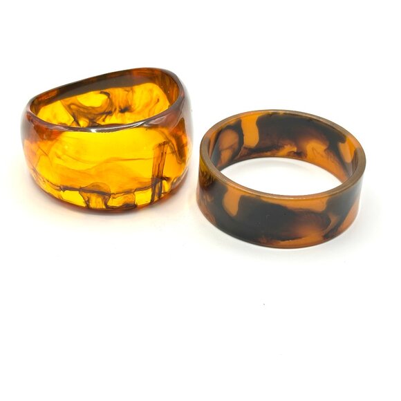 Vintage Tortoiseshell Bangle Set — Size 7 1/2 — Fab Lucite & Acrylic Stack — EUC - Picture 3 of 8